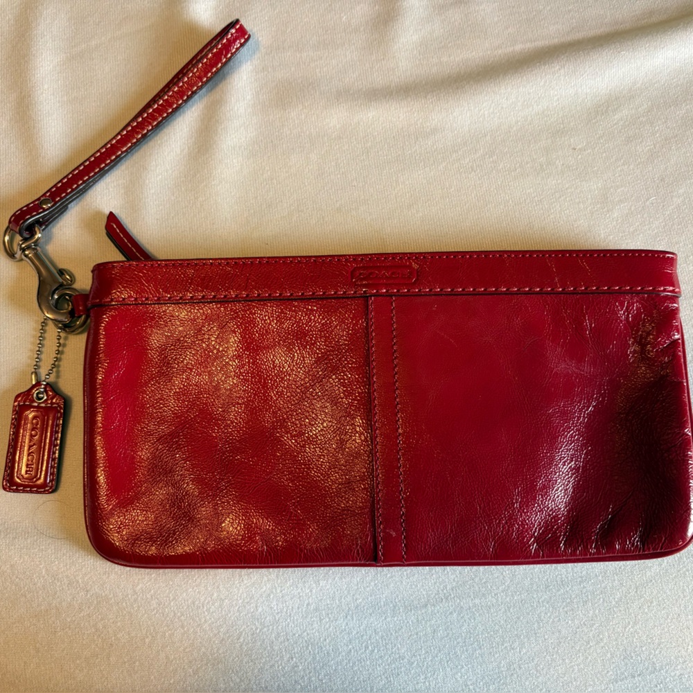 Coach Cherry Red Leather Wristlet